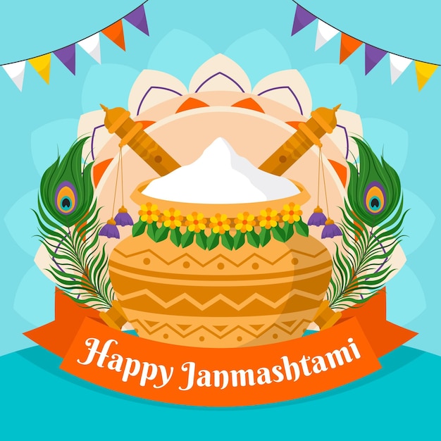 Krishna janmashtami illustration