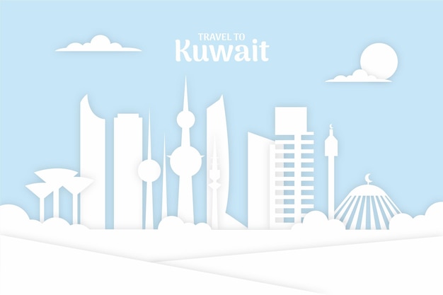 Kuwait skyline in paper style