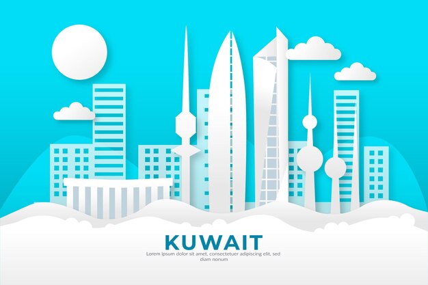 Kuwait skyline in paper style