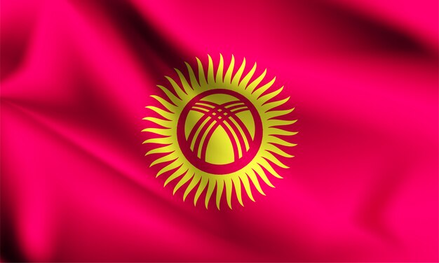 Download Premium Vector | Waving flag kyrgyzstan on flagpole ...
