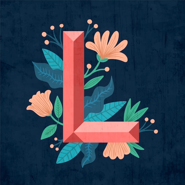 L creative floral letter of alphabet