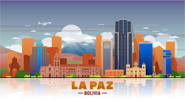 하늘 배경에서 라파스 볼리비아 도시 스카이 라인