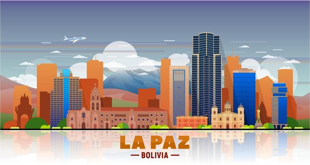 空の背景にラパスボリビアの街のスカイライン
