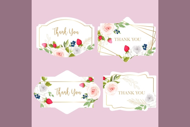 Free vector label collection with beautiful floral wreath