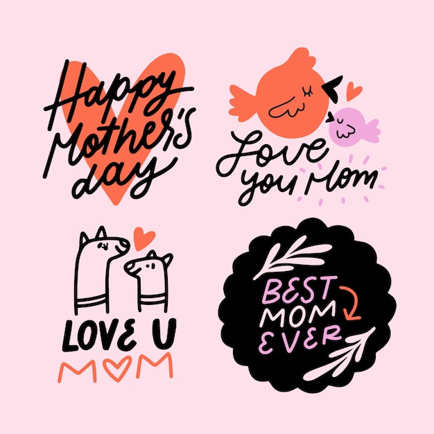 Free vector label collection with mothers day theme