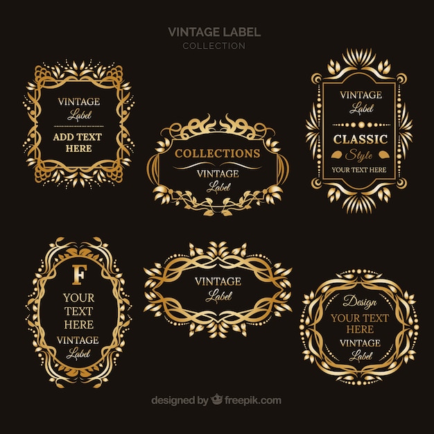 Label collection with vintage style