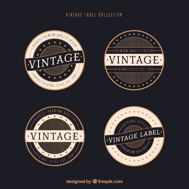 Free vector label collection with vintage style