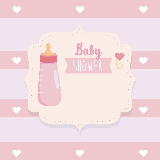 Label of feeding bottle with hearts decoration