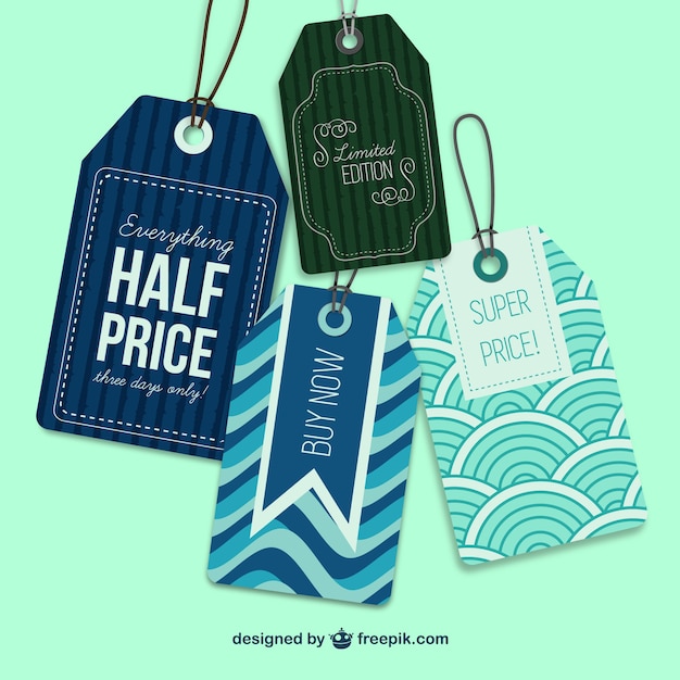 Free vector label tags retro style