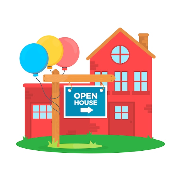 Free vector label theme for open house