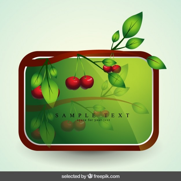 Label with branch with cherries