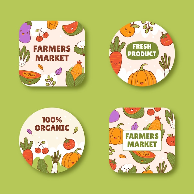 Free vector labels collection for agriculture and farming organic food