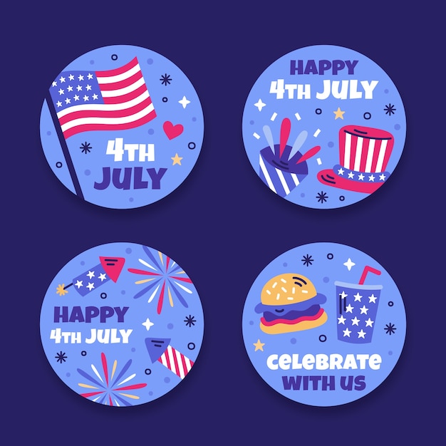 Коллекция этикеток для американского празднования 4 июля