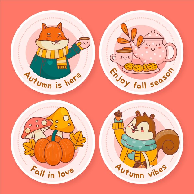 labels collection for autumn season celebration