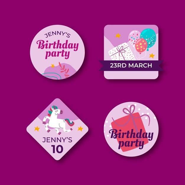 Labels collection for birthday party celebration