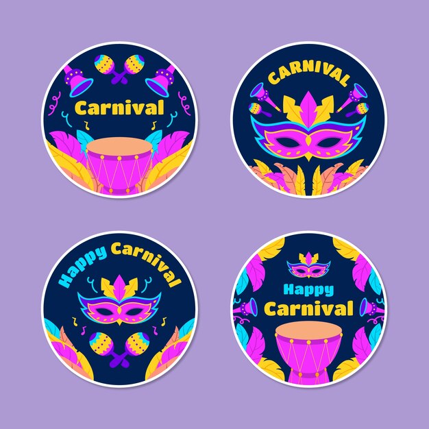 Labels collection for carnival party celebration