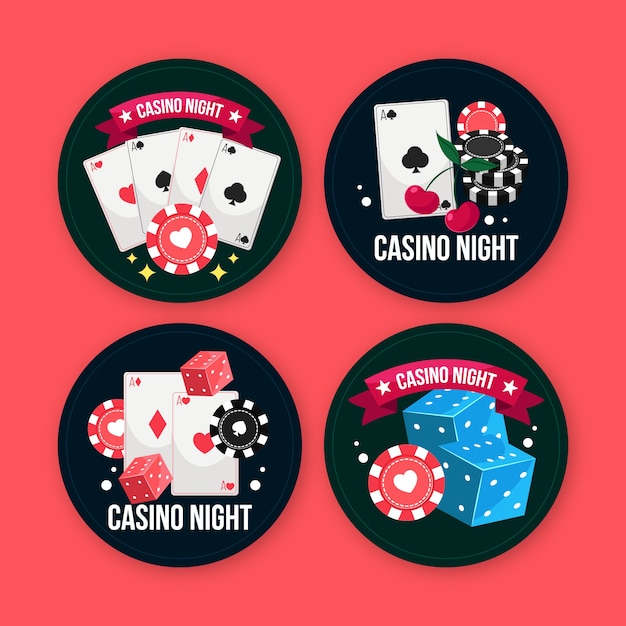 Free vector labels collection for casino and gambling