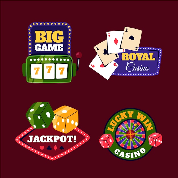 Free vector labels collection for casino and gambling