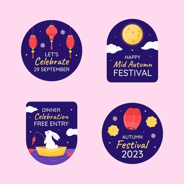 Labels collection for chinese mid-autumn festival celebration