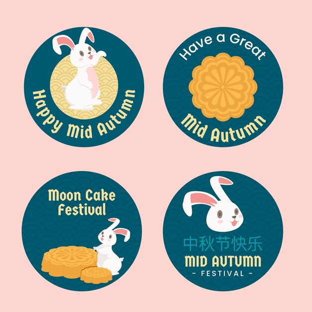 Labels collection for chinese mid-autumn festival celebration