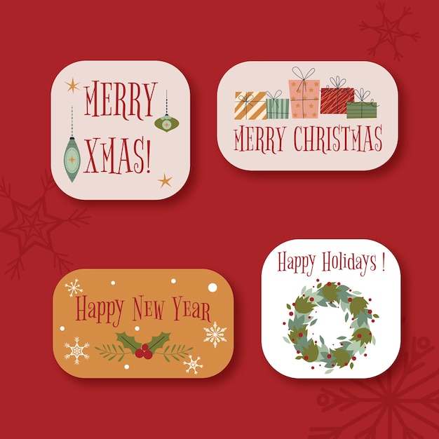 Free vector labels collection for christmas season celebration