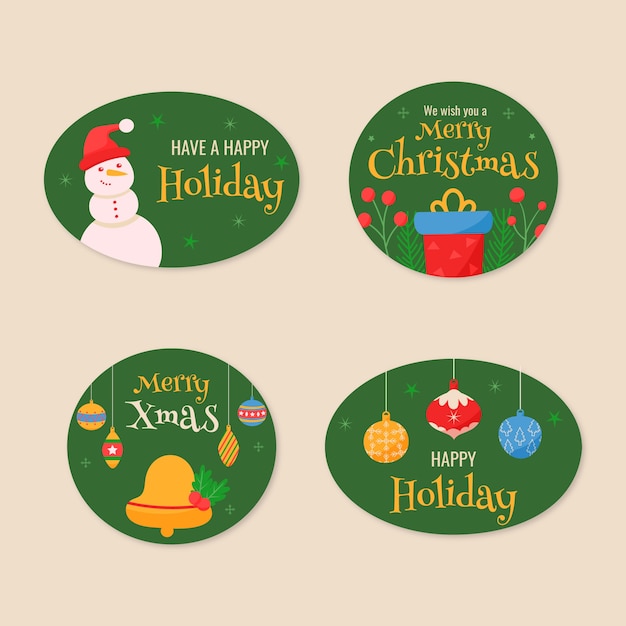 Free vector labels collection for christmas season celebration