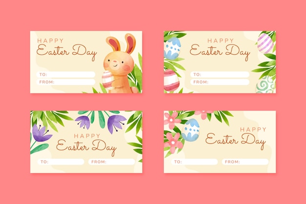 Free vector labels collection for easter celebration