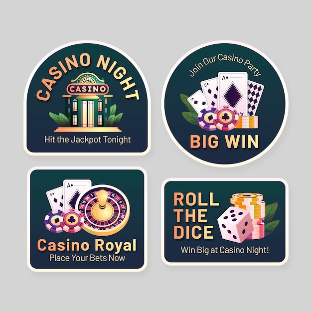 무료 벡터 카지노 경험 및 도박을 위한 레이블 수집