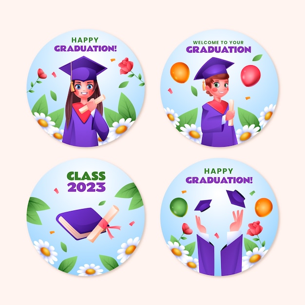 Free vector labels collection for graduation celebration