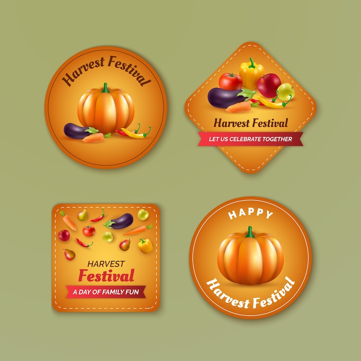 मुफ़्त वेक्टर labels collection for harvest festival celebration