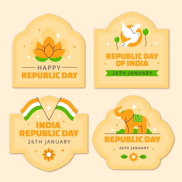 Labels collection for indian republic day national holiday