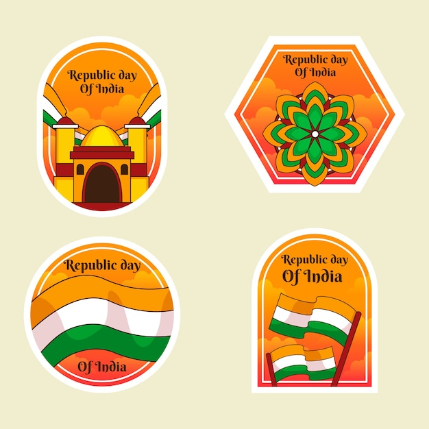 Free vector labels collection for indian republic day national holiday