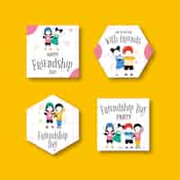Vettore gratuito collezione di etichette per la celebrazione della giornata internazionale dell'amicizia