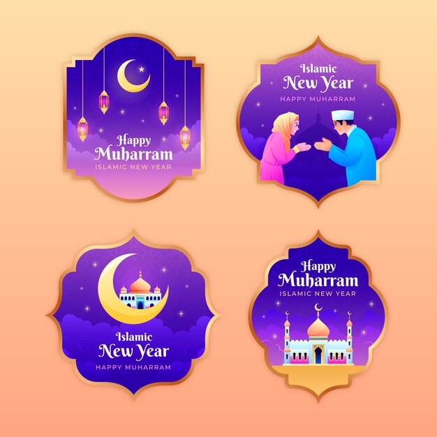 イスラム新年のお祝いのためのラベル コレクション