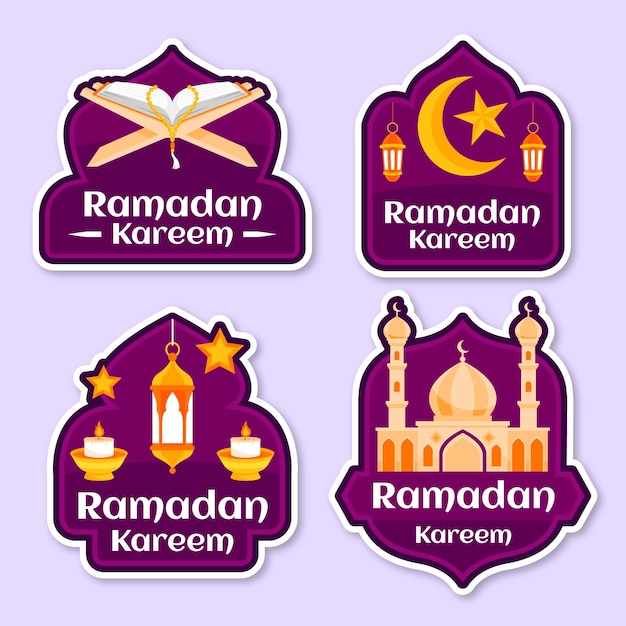 Free vector labels collection for islamic ramadan celebration