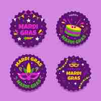 Free vector labels collection for mardi gras festival