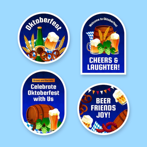 Free vector labels collection for oktoberfest beer festival celebration