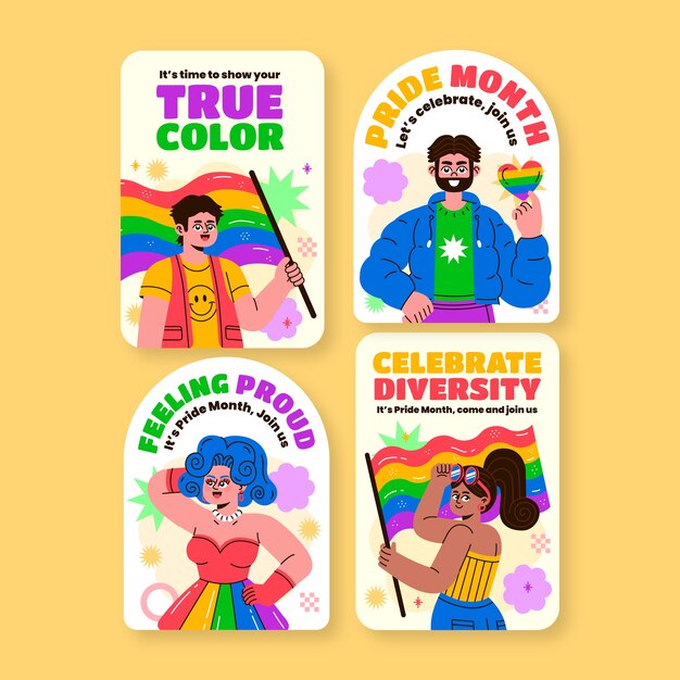 Free Vector labels collection for pride month celebration