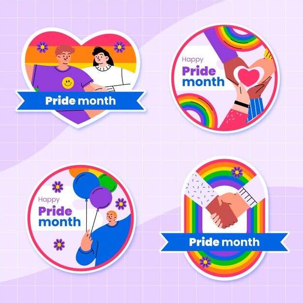 Free vector labels collection for pride month celebration