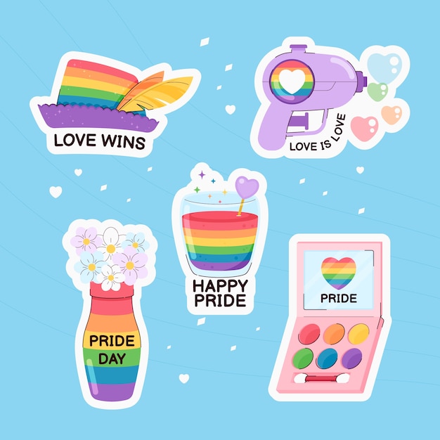 Free vector labels collection for pride month celebration