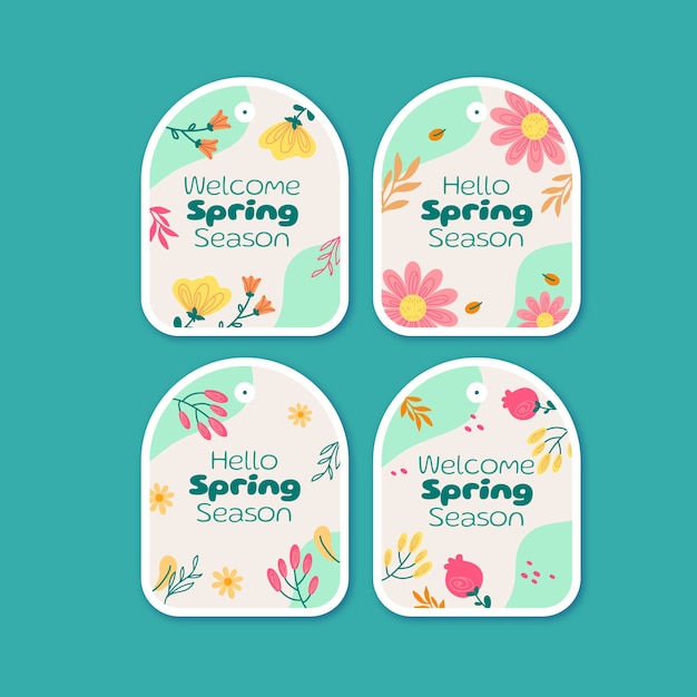 Free vector labels collection for spring celebration