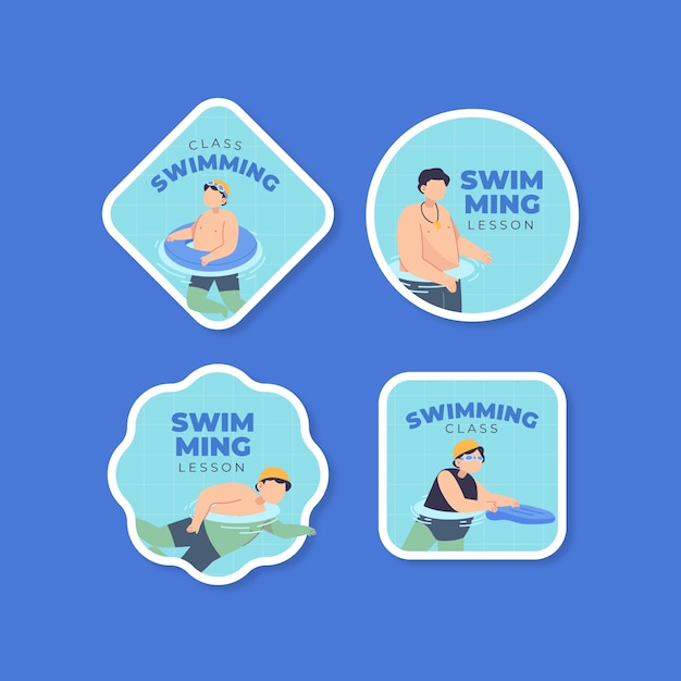 Labels collection for swimming lessons