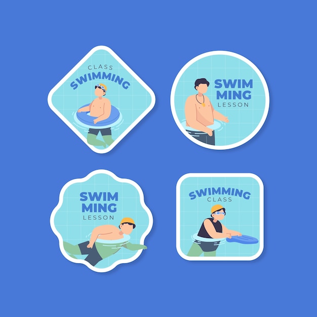 수영 강습을 위한 라벨 컬렉션