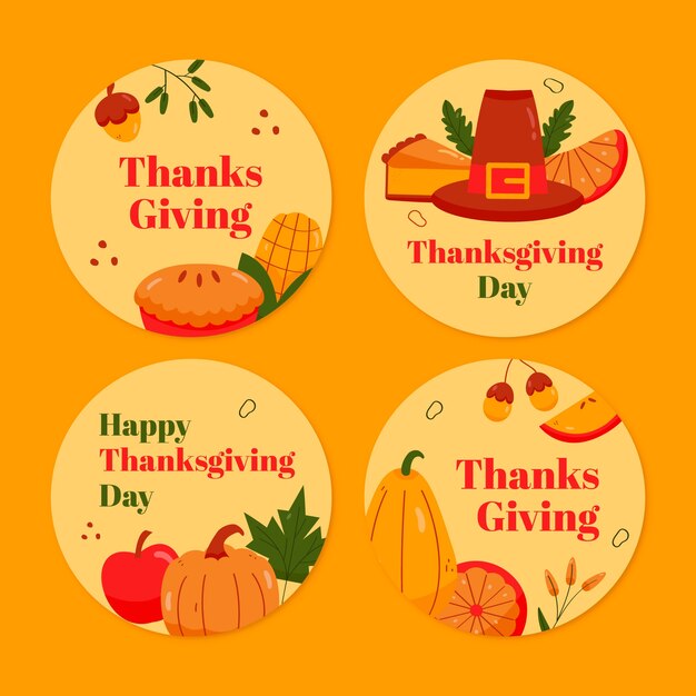 Free vector labels collection for thanksgiving celebration