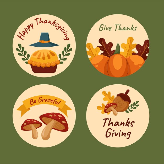 Labels collection for thanksgiving day celebration