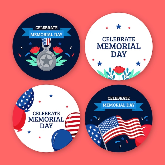 Free vector labels collection for usa memorial day celebration