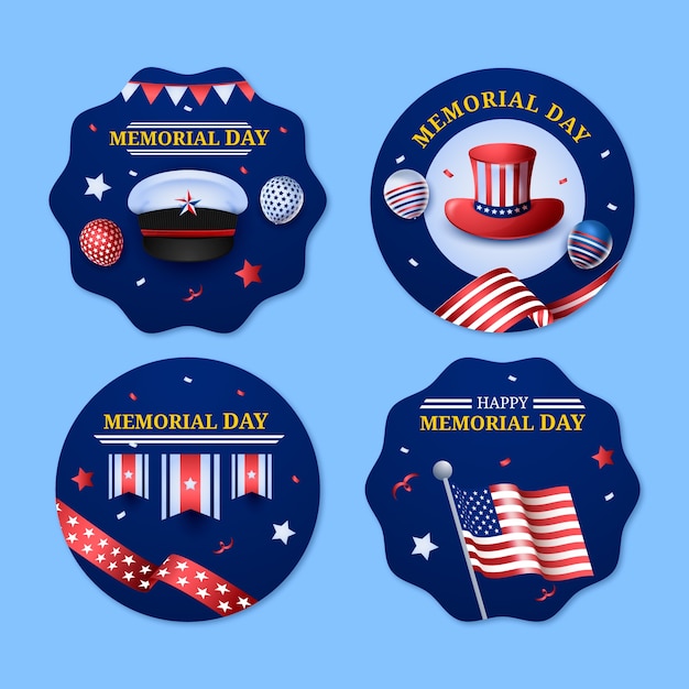 Labels collection for usa memorial day celebration