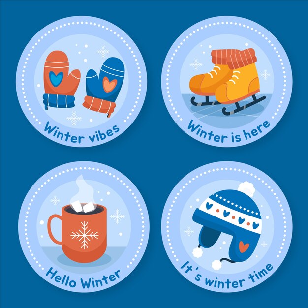 Free Vector labels collection for winter season celebration