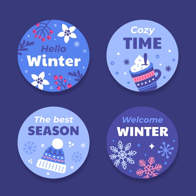 Free Vector labels collection for winter season celebration