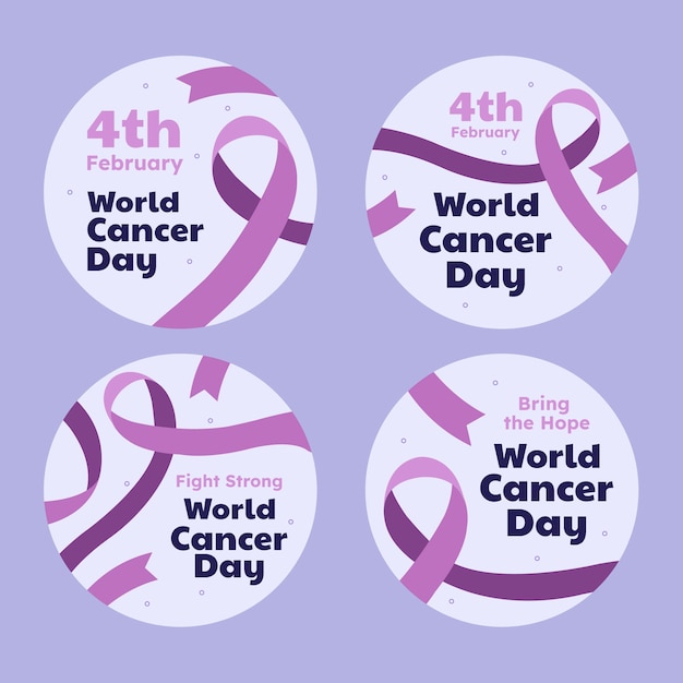 Labels collection for world cancer day awareness